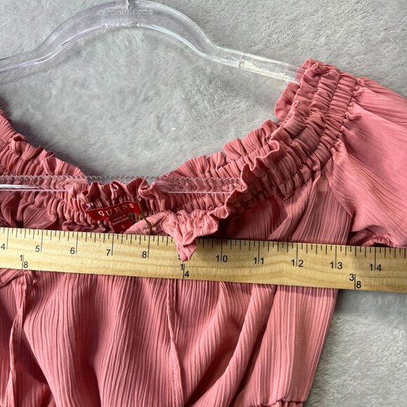 Guess Top Women's Small Off Shoulder Pink Peplum Summer Top - Picture 8 of 13